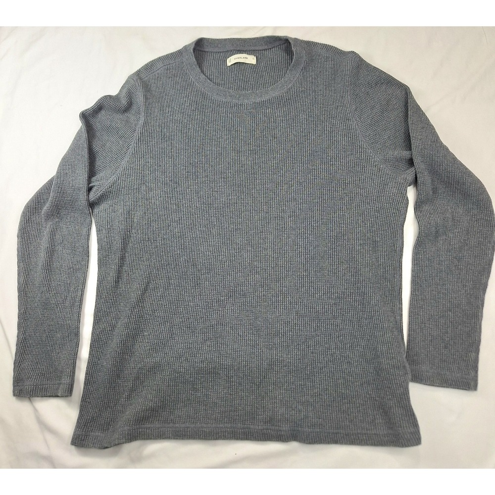 Everlane Organic Cotton Waffle‎ Long Sleeve Crew Neck Gray Shirt XL